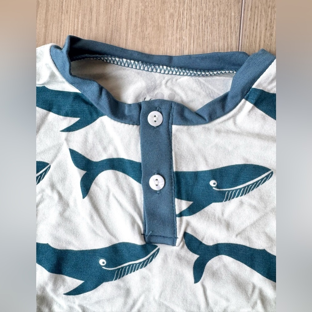 Kickee Pants Whale Print Bamboo Pajamas Fresh Air Blue 18-24M NWOT 2 Piece - Picture 5 of 6